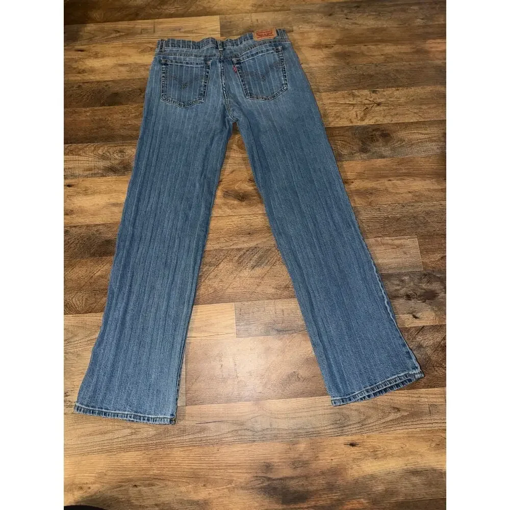 Levi’s girls stripe wide leg blue jeans with adjustable waistband